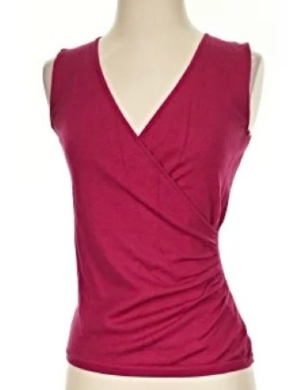 Ann Taylor Cranberry Color Wrap-Front Women's Top